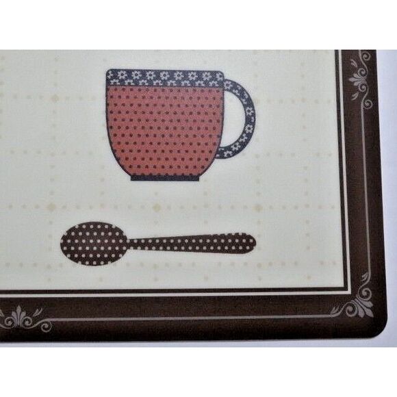 Paula Deen Coffee Cups Placemats PVC Foam Spoon Bowls Kitchen 2-Pc Brown Cream - Picture 5 of 5